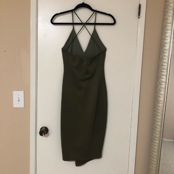 Olive Green Bodycon Midi Dress - Picture 2 of 4
